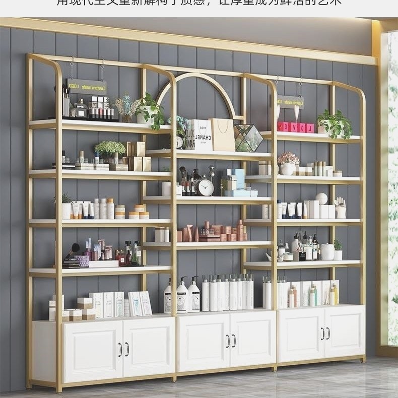 美容院产品展示柜展示架立式落地式美容店展示柜直播货架花束内衣
