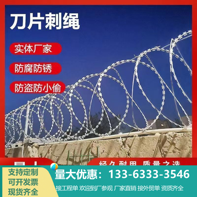 304 不锈钢刀片刺网刺线刺丝滚笼刺绳带刺钢丝防盗防爬围墙刀片网