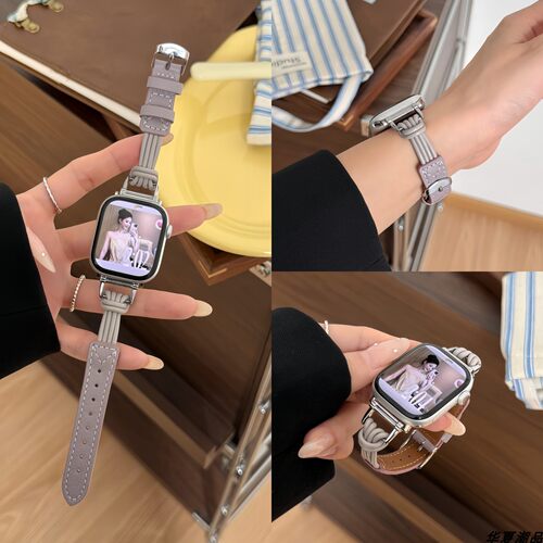 皮绳真皮拼接适用苹果手表s11代