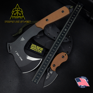 美国进口TOPS托普斯WPAX-2户外高碳钢多功能战术野营生存斧套装