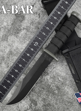 美国进口正品KABAR卡巴1282户外多功能战术野营装备D2钢防卫直刀