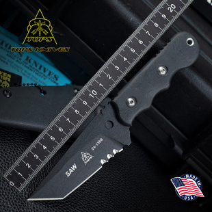 美国进口TOPS托普斯SAW-02户外高碳钢多功能野营装备生存便携直刀