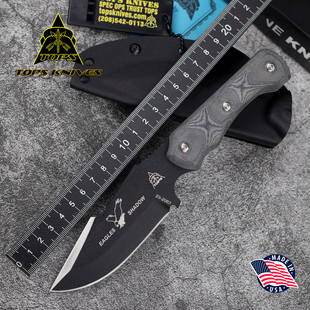 美国进口TOPS托普斯ESH-01鹰之影户外鱼叉头多功能战术野营小直刀