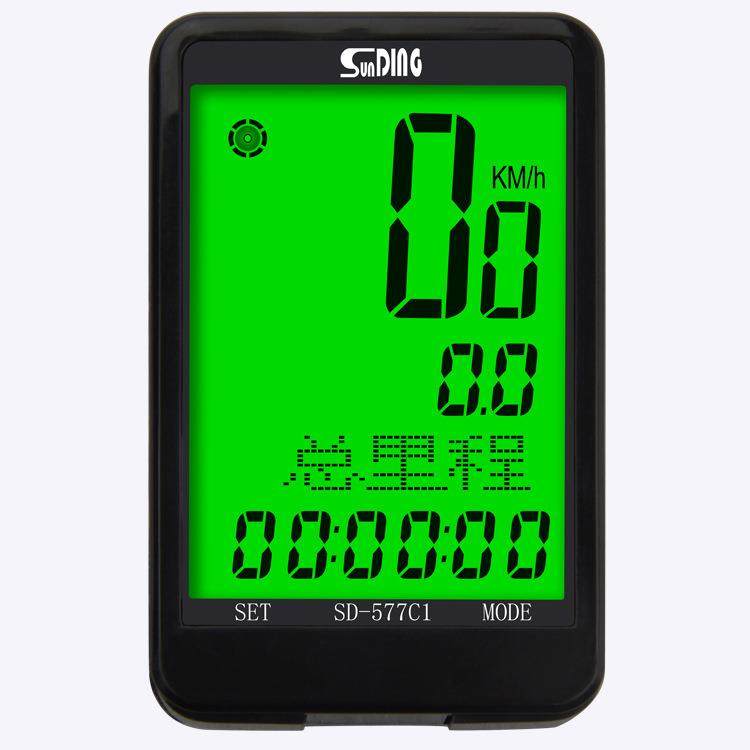 SD-577C1SUNDING顺东自行车无线码表大屏背光多国语言英文秒表