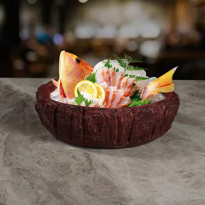 树头三文鱼海鲜姿造盘子网红餐具高颜值刺身摆装饰树脂冰