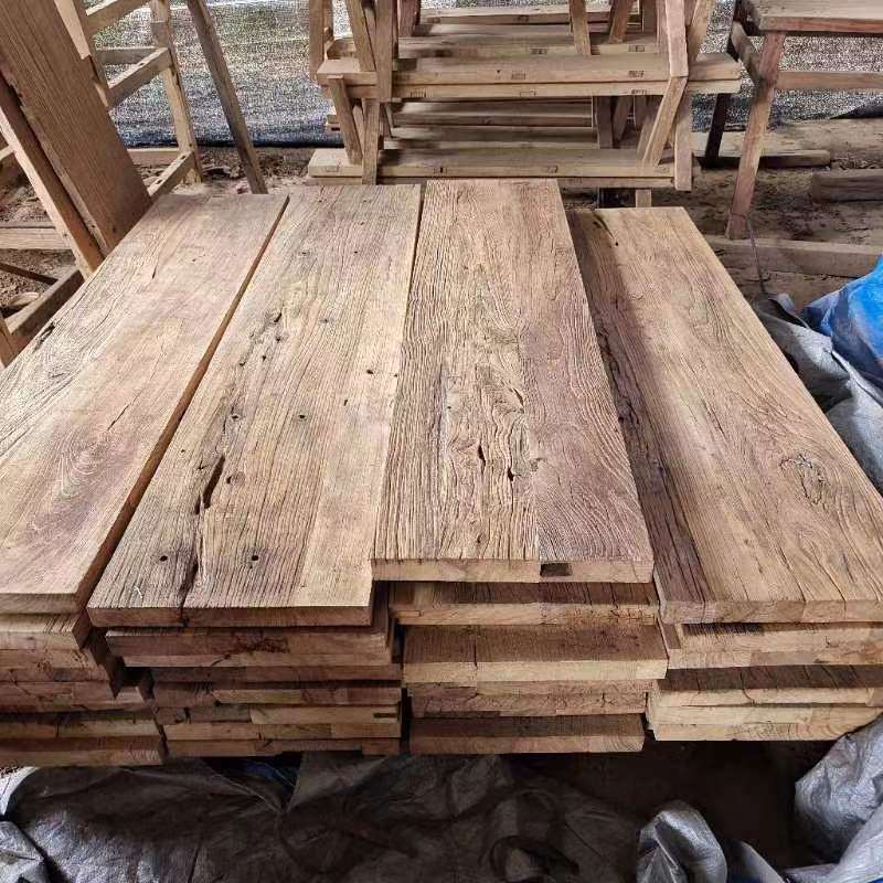 厂家直供老榆木风化老门板实木茶桌茶台吧台大桌面老榆木旧木板