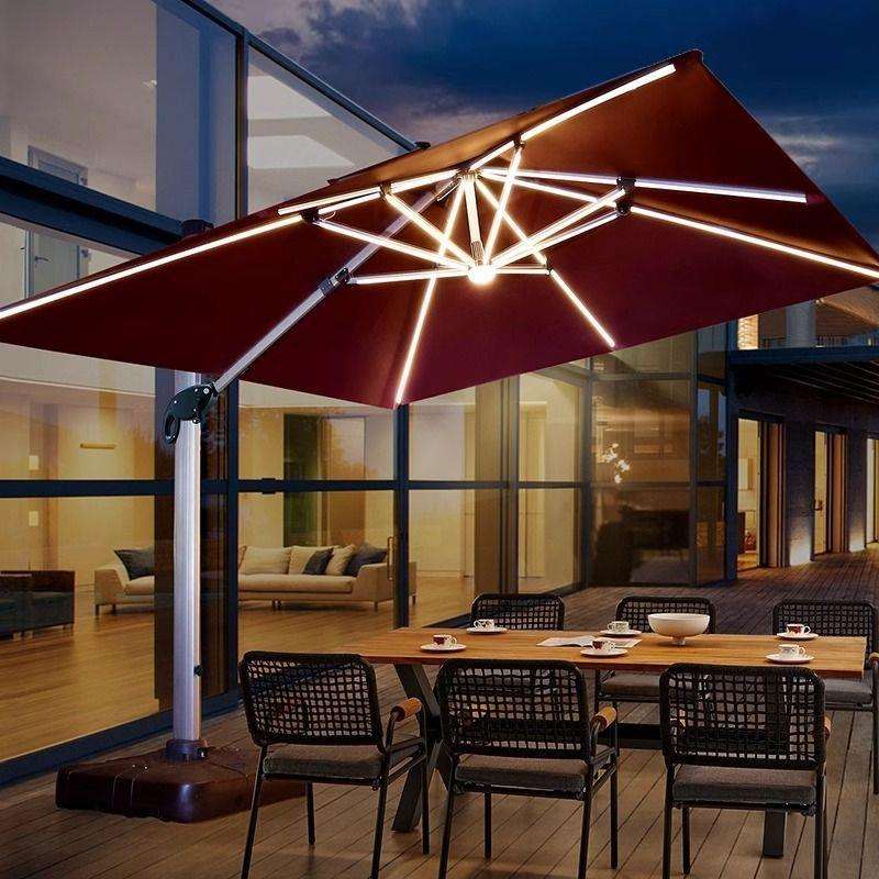 遮阳伞户外伞庭院伞别墅花园露台棚商用摆摊室外罗马伞太阳能灯