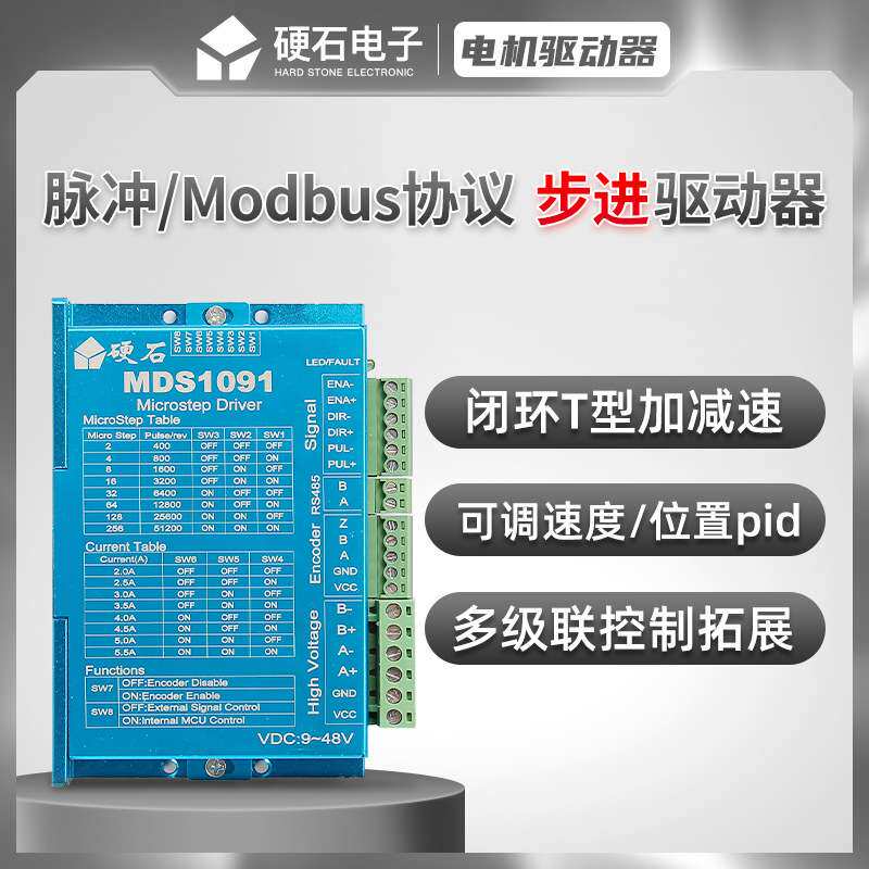 硬石步进电机驱动器 脉冲信号控制 RS485控制 PID闭环 原点回归