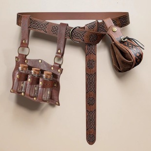 中世纪腰带皮带骑士复古腰包药瓶腰饰维京海盗炼金术师道具万圣节