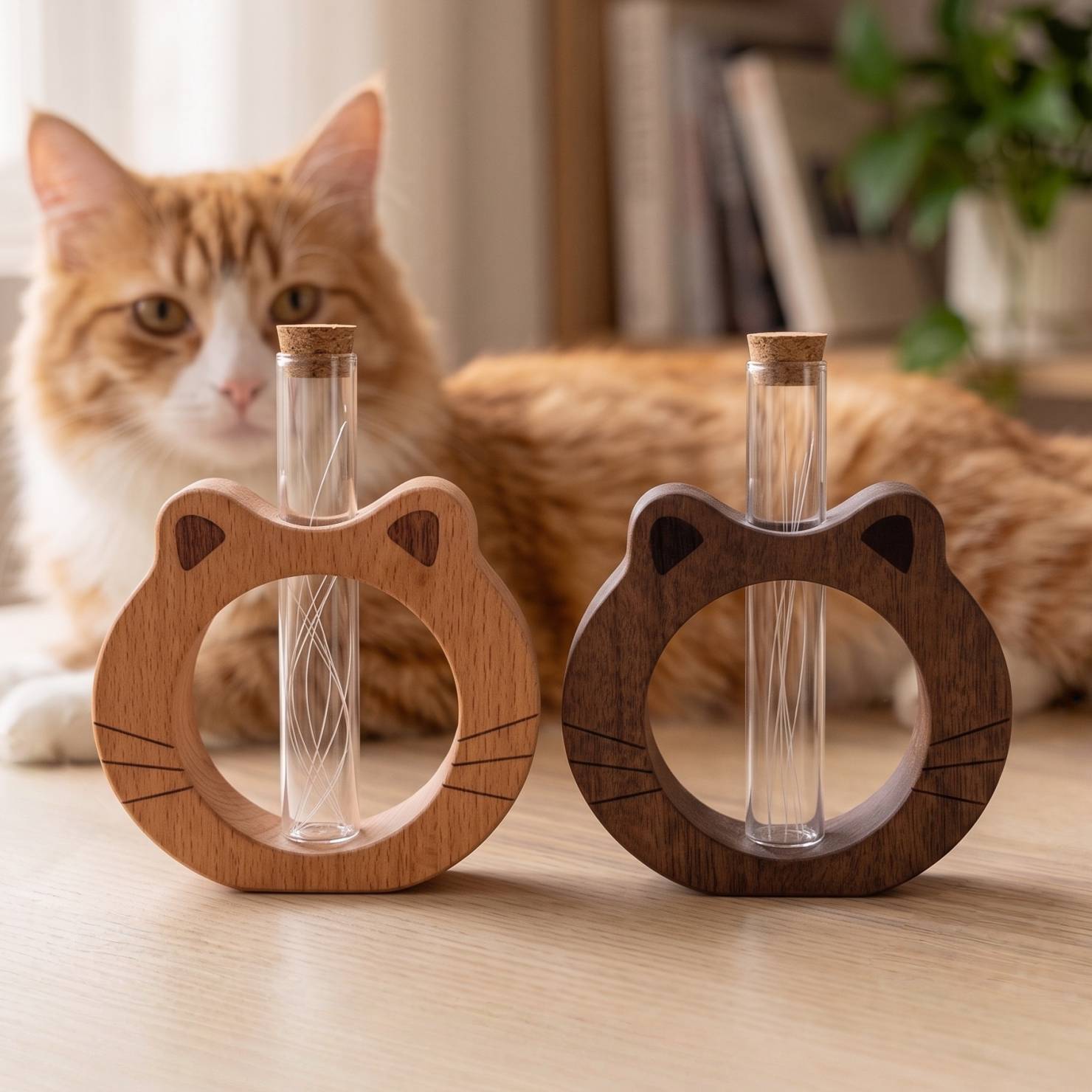 猫咪胡须收纳盒宠物毛发收纳许愿瓶猫胡须收集器木质猫胡子收藏瓶