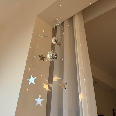 阳光捕手挂件diy镭射星星灯球氛围感阳台小挂饰卧室装饰软装风铃