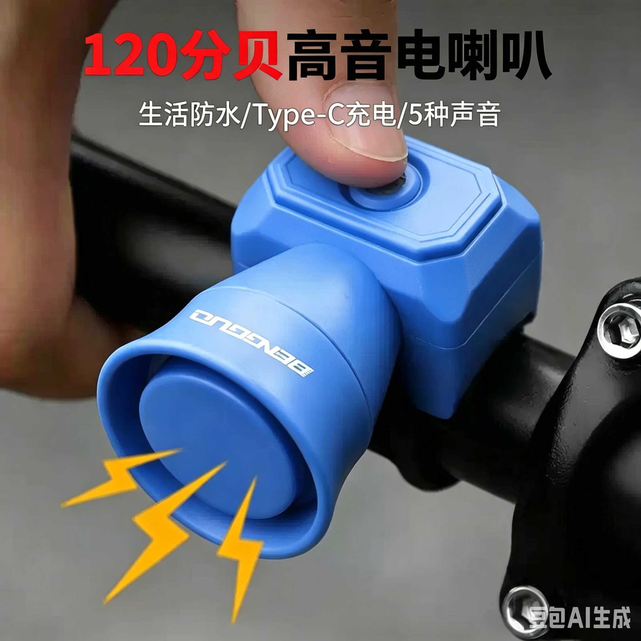 自行车电喇叭山地车超响铃铛平衡车USB充电喇叭单车个性车铃骑行