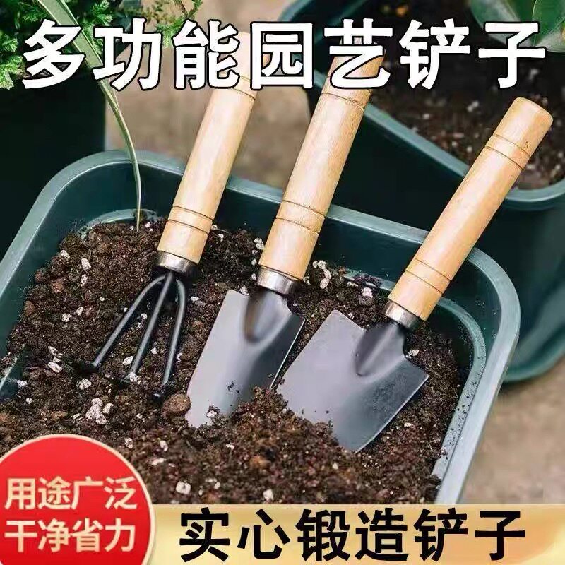种花工具家用套装种菜栽花养花多肉盆栽耙子铁锹园艺小铲子三件套