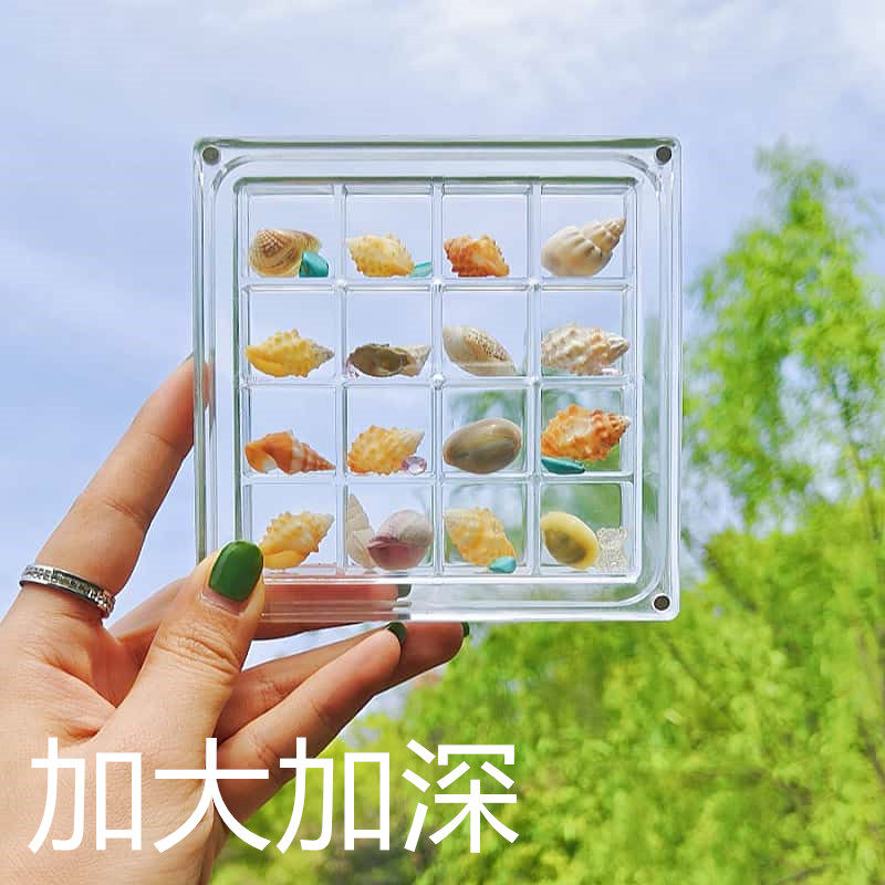 节日创意亚克力透明贝壳收纳盒海边石头小贝壳收藏磁力收纳展示盒
