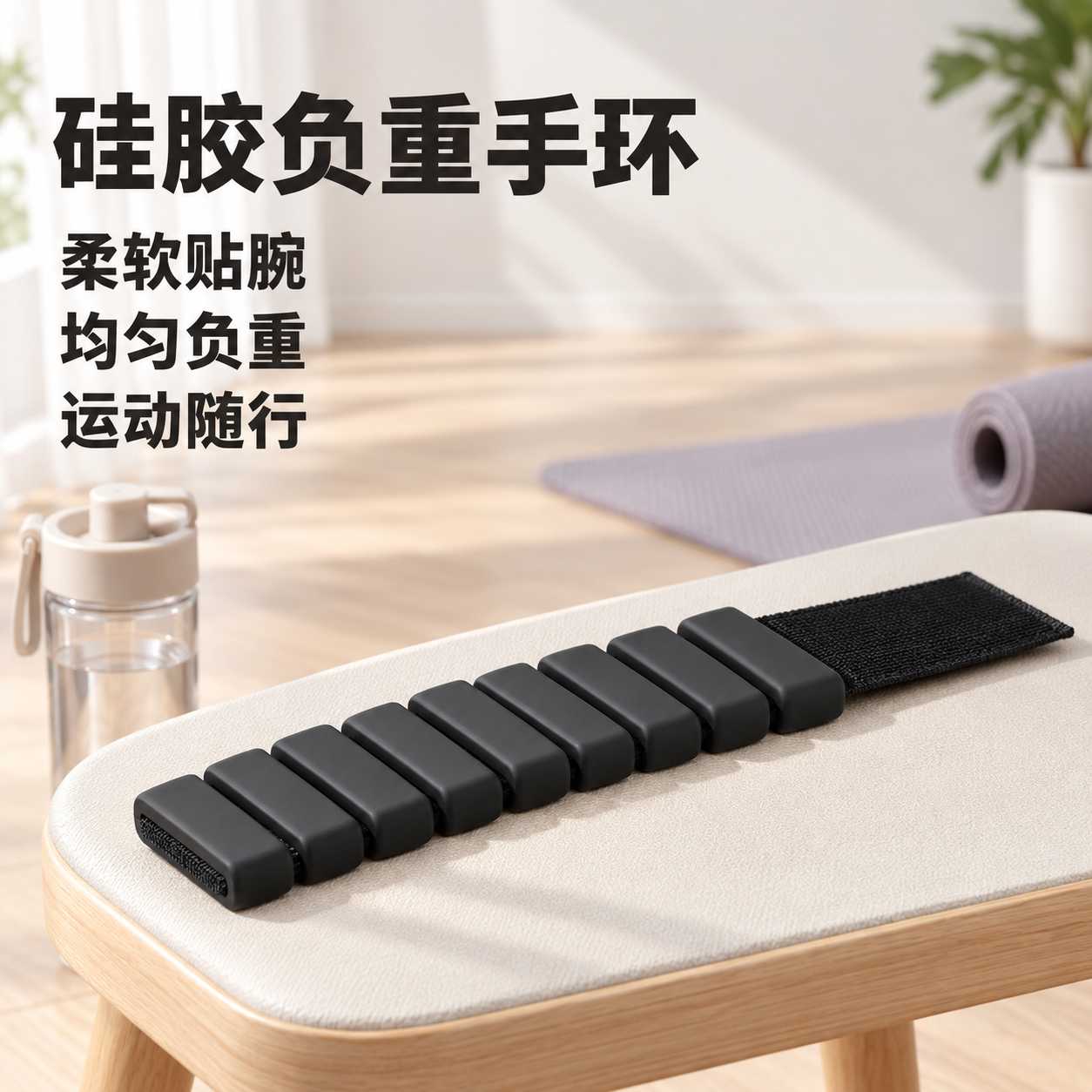 跑步运动健身硅胶负重手环瑜伽运动硅胶手腕带可调节绑腿绑手训练