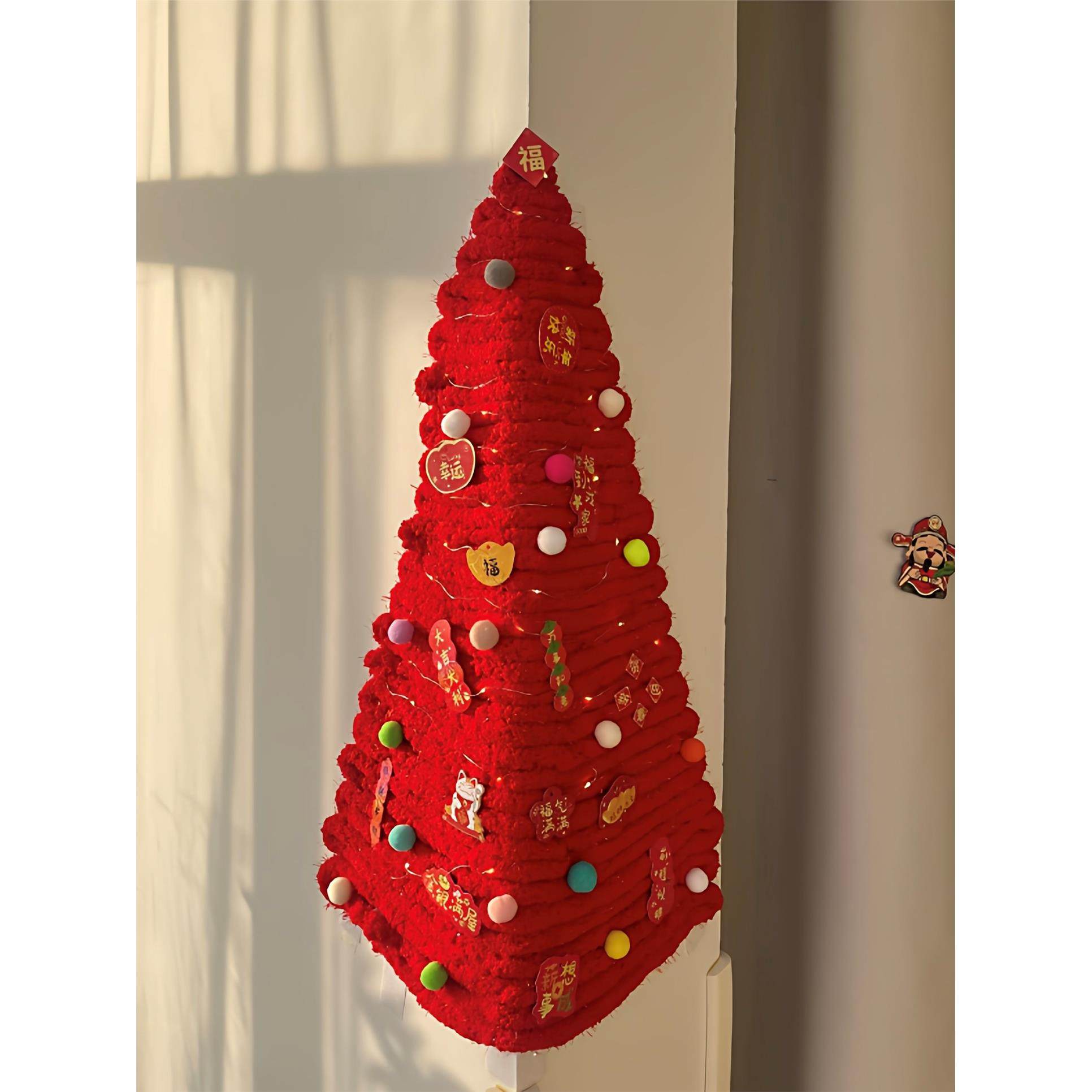 墙角新年树材料包手工diy粗毛线墙上门窗红色发财树家用店铺布置,服饰配件/皮带/帽子/围巾,DIY编织材料包,淘宝优惠券,粉丝福利购,淘宝优惠卷