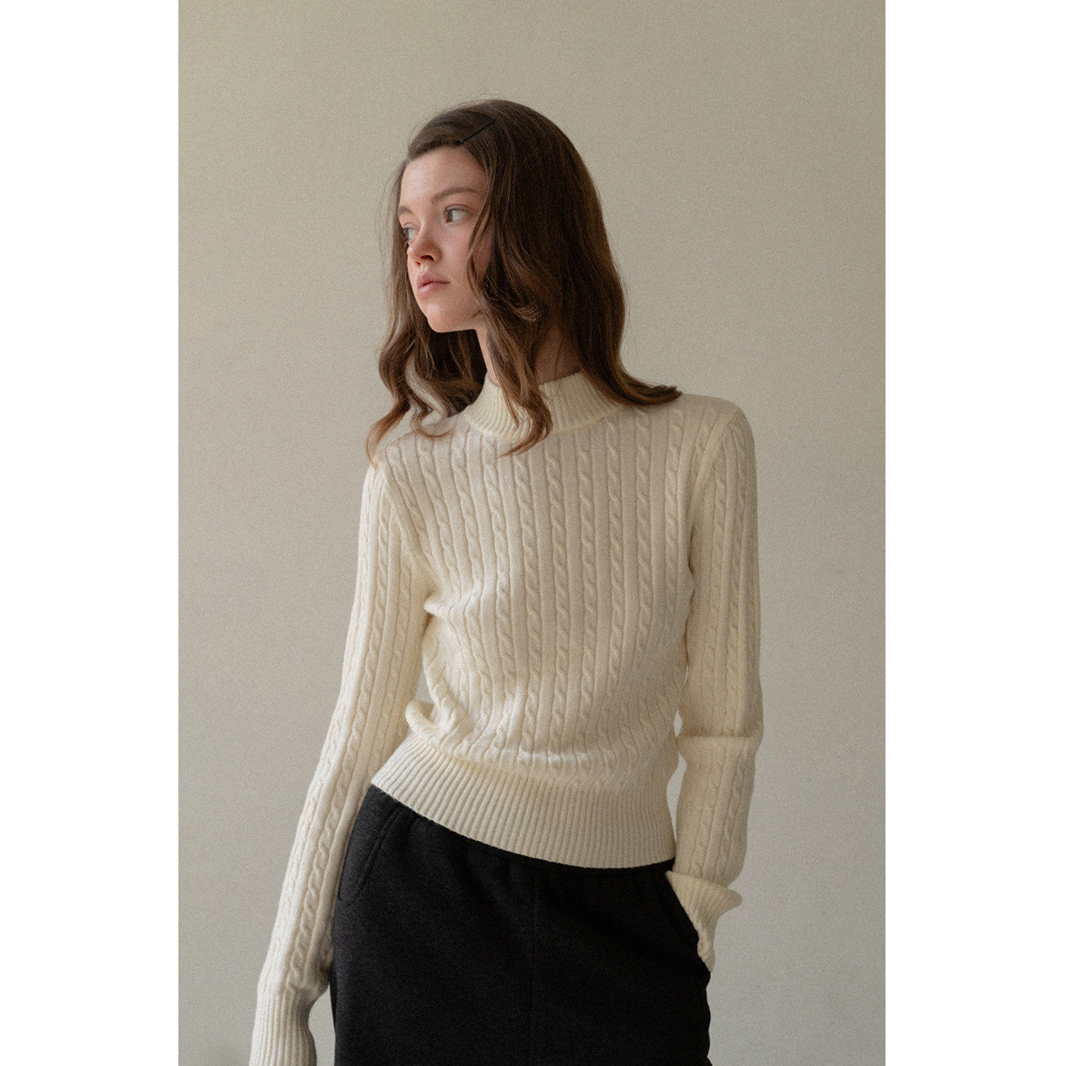 EGGKA半高领修身气质柔软麻花毛针织衫女秋冬简约显瘦百搭打底衫,个性定制/设计服务/DIY,棉服工装,淘宝优惠券,粉丝福利购,淘宝优惠卷