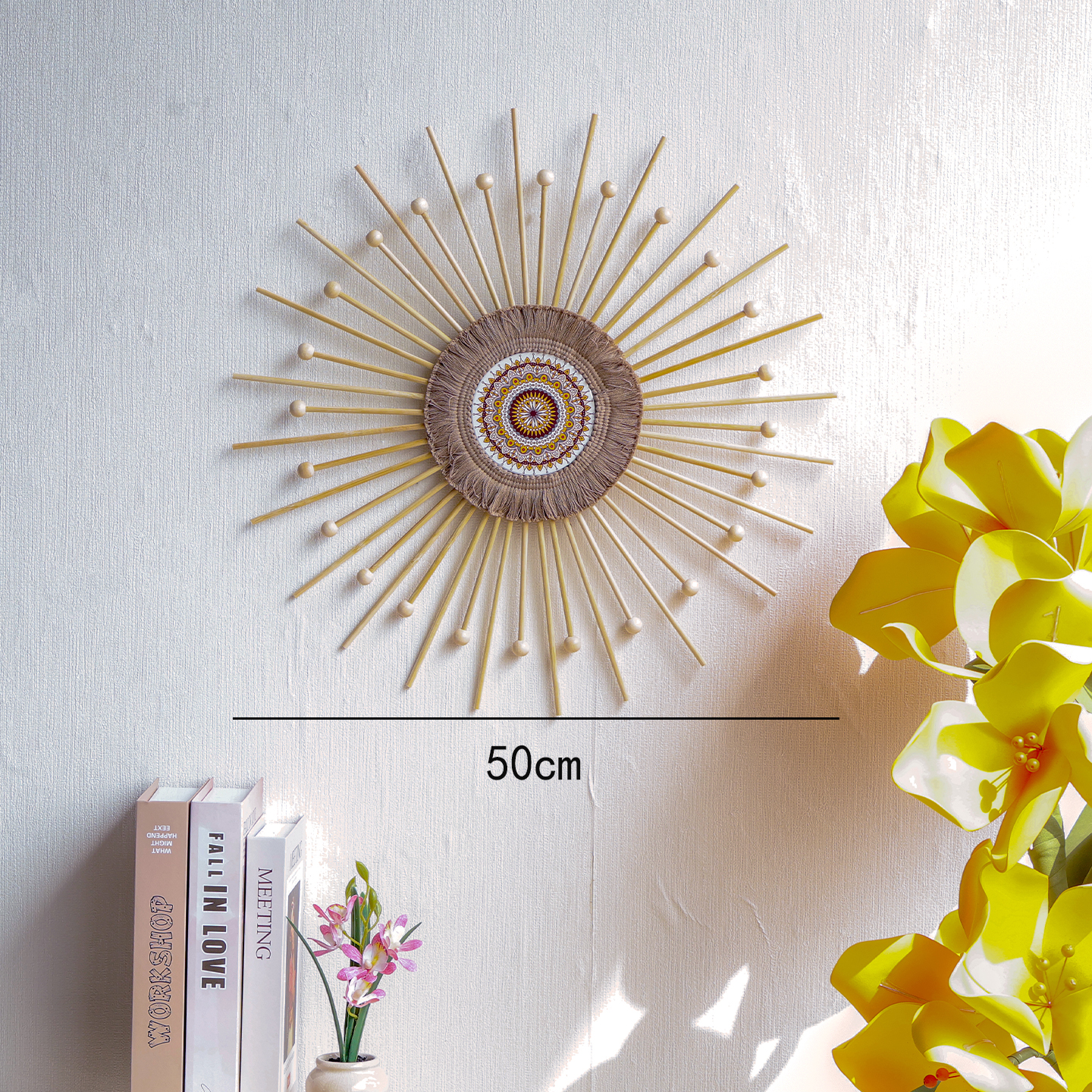 北欧简约手工编织背景墙装饰挂件