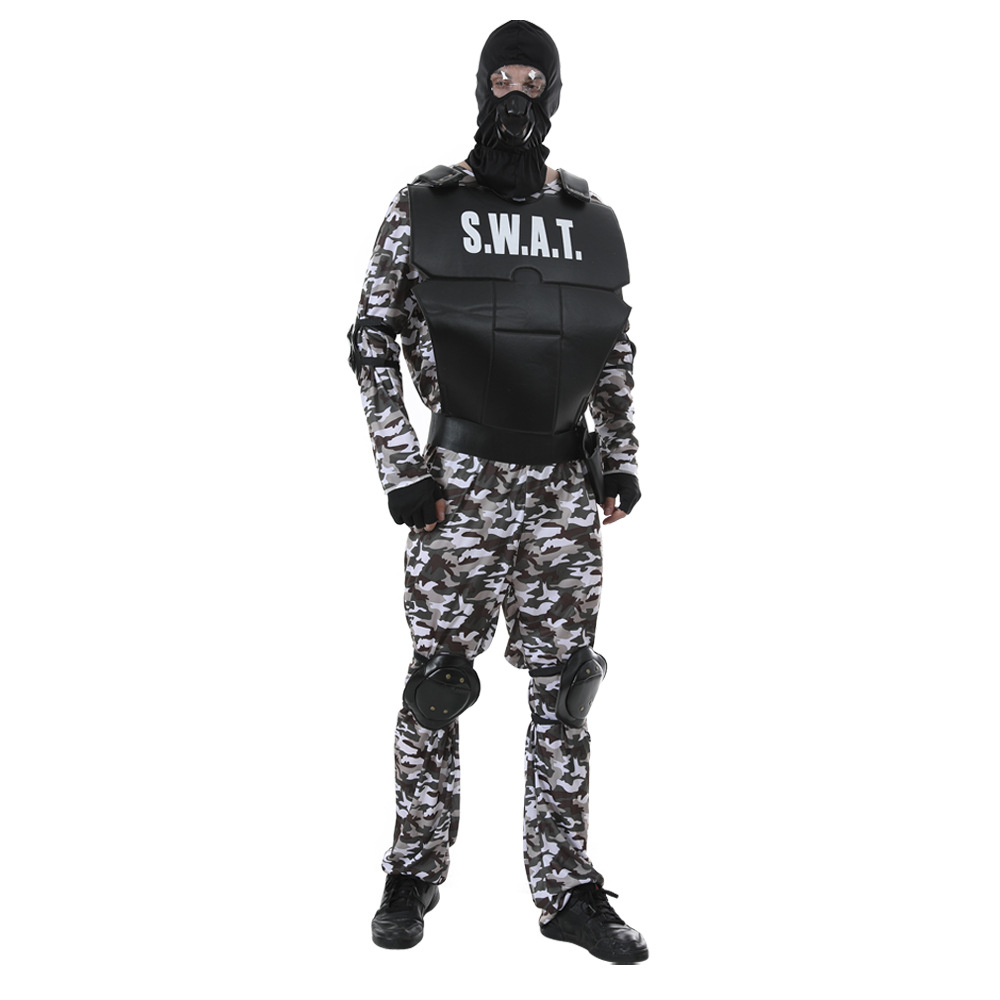 万圣节男款反恐精英特战队扮演服吃鸡野战游戏迷彩服欧美特警cos