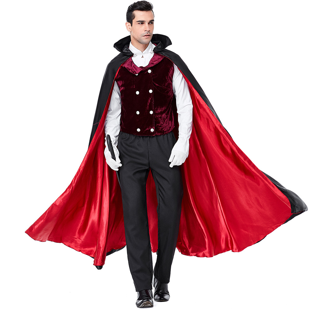 万圣节男款贵族吸血鬼cosplay服装僵尸德古拉伯爵角色扮演服披风
