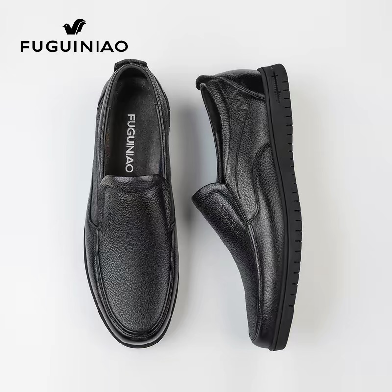 富贵鸟真皮软底商务一脚蹬皮鞋男