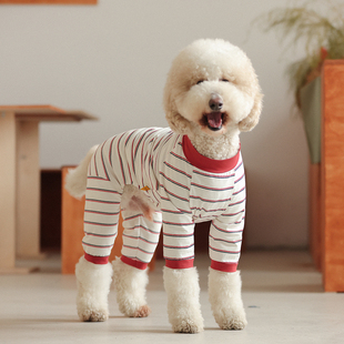 条纹大型犬狗狗四脚衣服夏季薄款透气拉布拉多金毛萨摩耶巨贵T恤