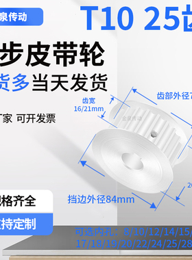 同步轮T1025齿AF齿宽21内孔1012141517192同步带皮带轮铝同步带轮