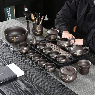 家用高档泡茶会客喝泡茶礼盒 原矿紫砂紫泥西施提梁壶功夫茶具套装