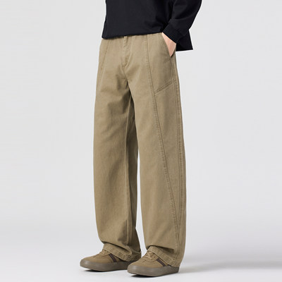 NINPURE 春夏薄款日系复古卡其色直筒工装裤男士潮流休闲抗皱长裤