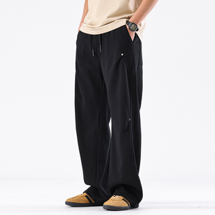直筒休闲裤 加绒长裤 男款 潮牌宽松运动卫裤 子男 百搭新款 August秋季