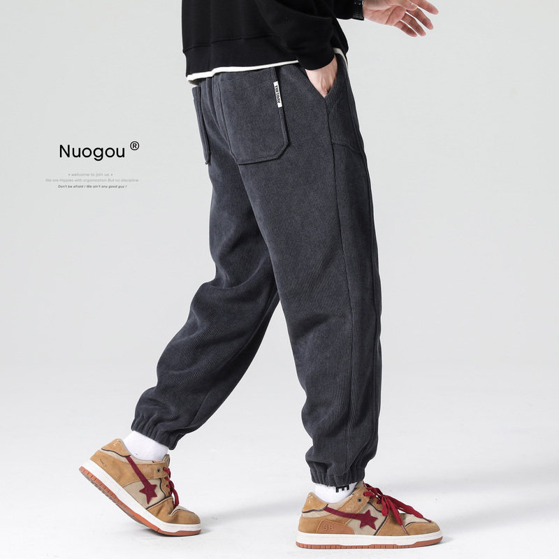 冬季裤子男款雪尼尔宽松运动卫裤秋冬男士加绒加厚灯芯绒休闲长裤