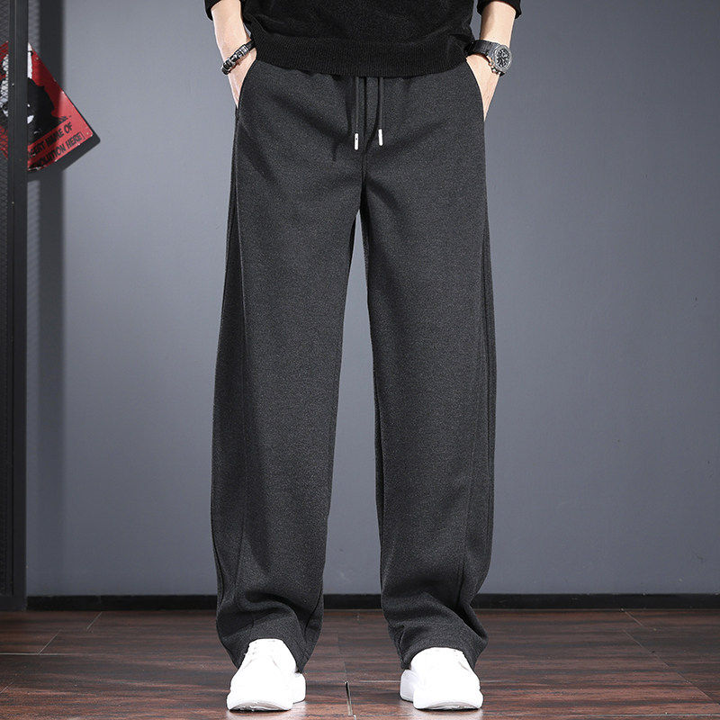 轻奢松驰感休闲弯刀裤男宽松直筒卫裤高端重磅加绒绵羊毛阔腿裤潮,男装,休闲裤,淘宝优惠券,粉丝福利购,淘宝优惠卷