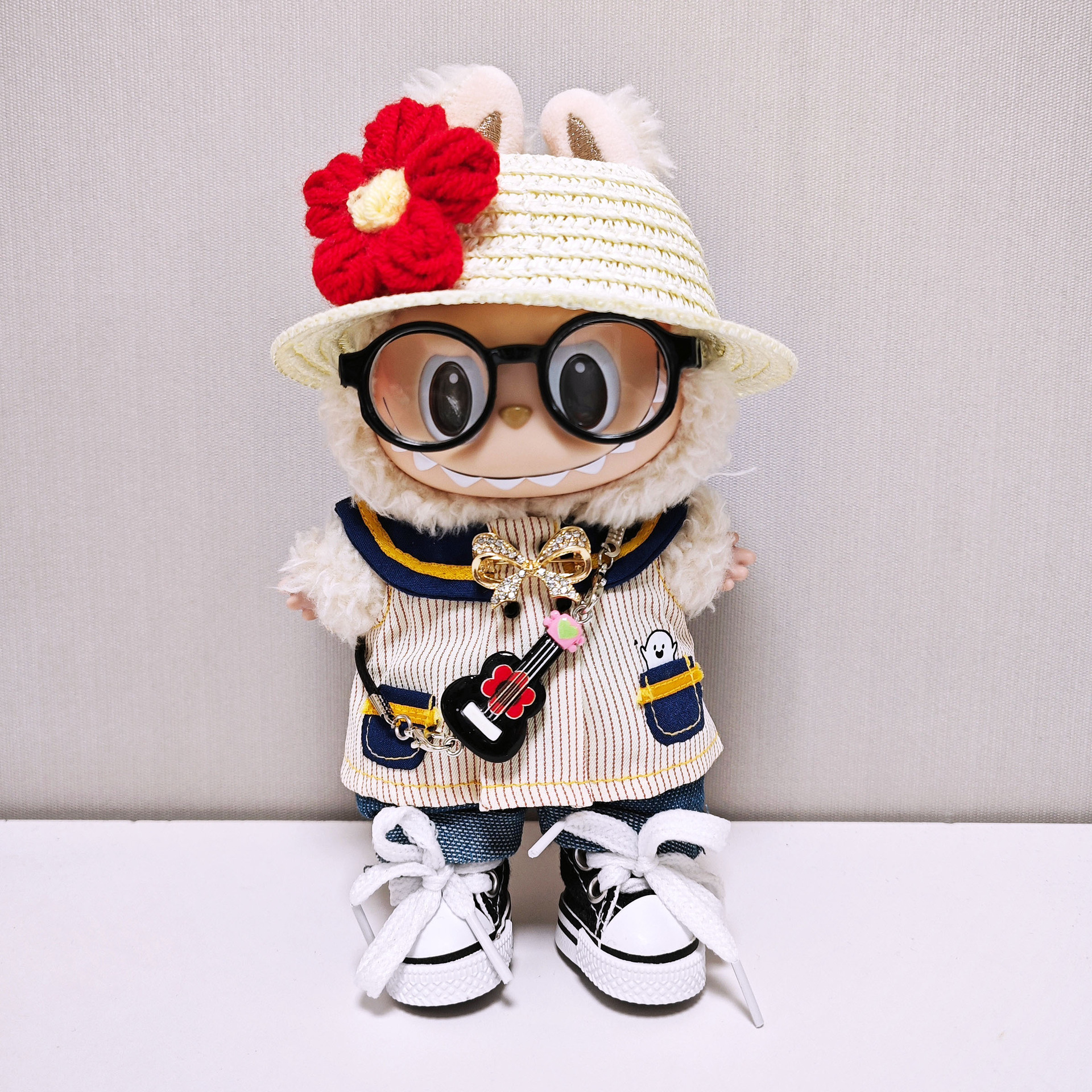 labubu娃衣裙子草帽鞋子套装衣服