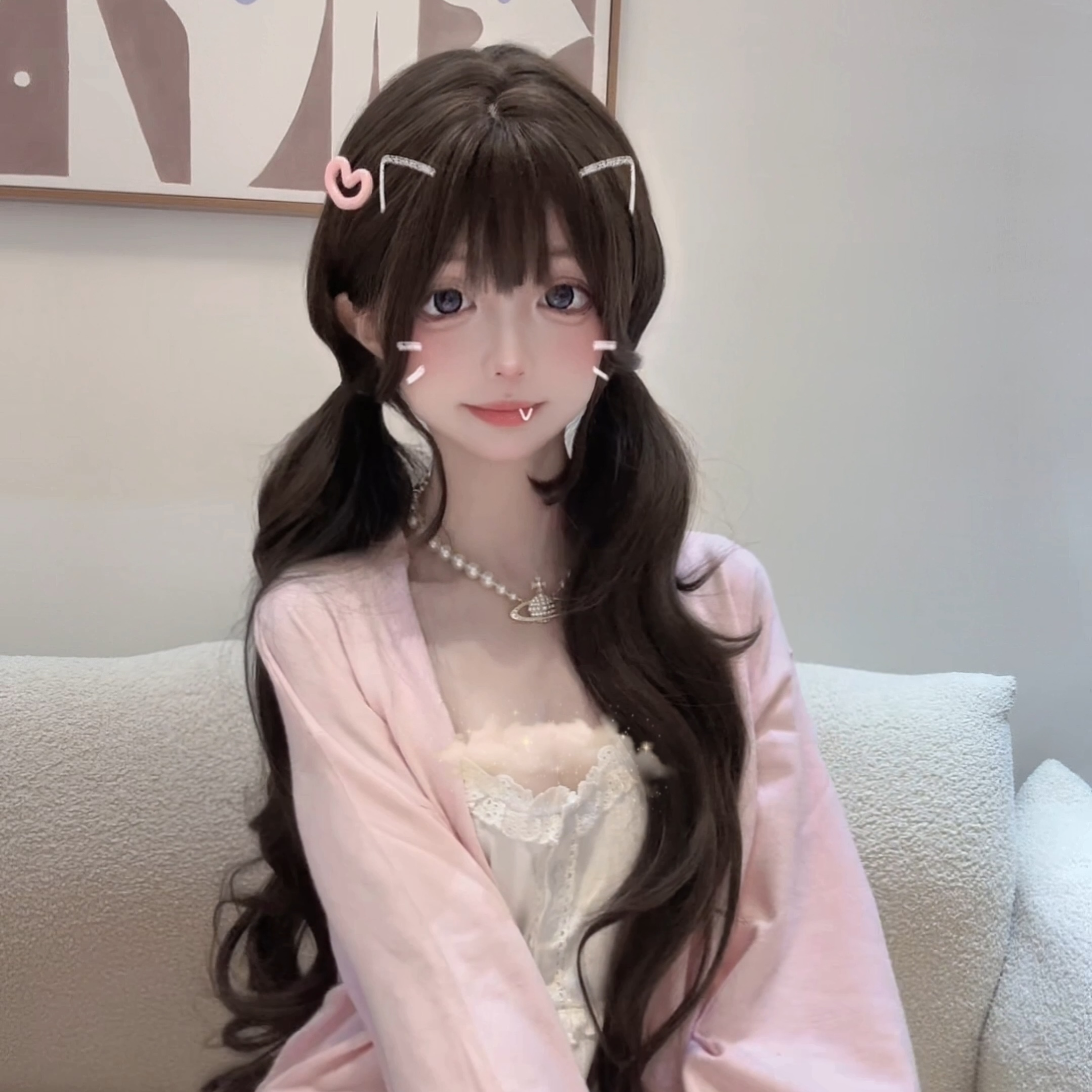 喵喵公主 泡泡豆假发少萝御姐通用长卷发83cm卷发自然发缝