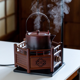 电陶炉围炉煮茶壶竹编小型迷你泡茶炉复古电热养生家用烧水壶套装