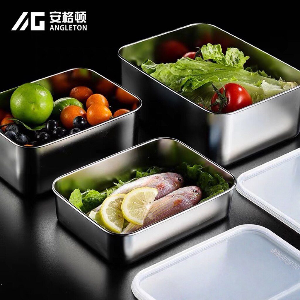 食品级304不锈钢方形冷藏保鲜盒