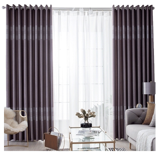 窗帘布成品遮光北欧简约现代遮阳卧室飘窗环保客厅窗纱帘布定制