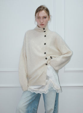 Heemmi/赫觅 设计师品牌 高支绵羊毛狐狸绒立领针织毛衣