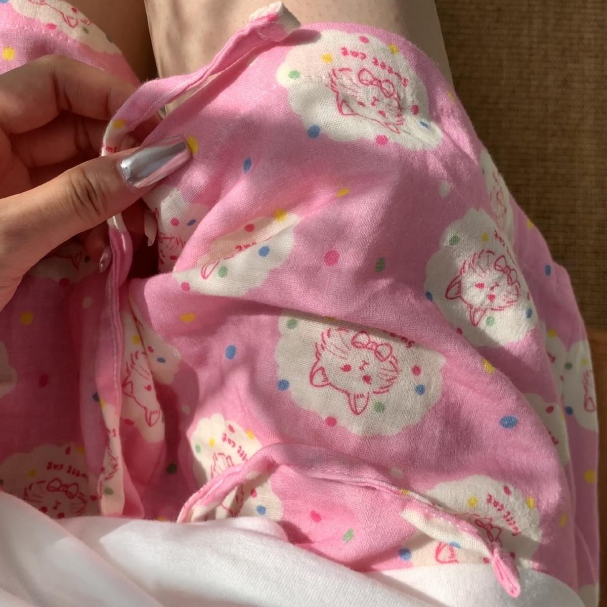 布偶猫全棉双层纱布夏季新款短裤可外穿睡裤棉纱裤子女