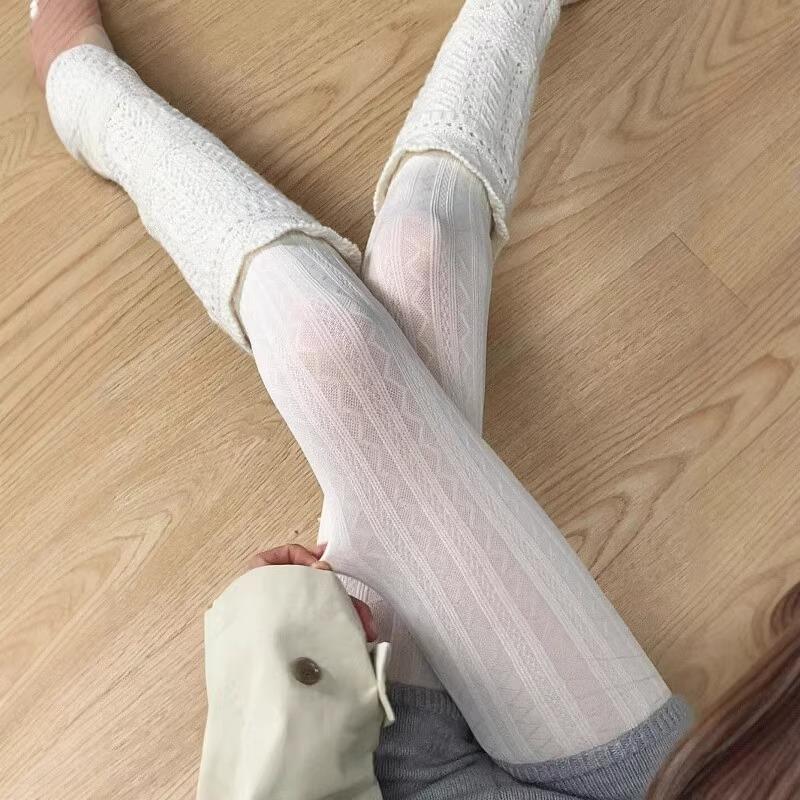 春秋大弹力天鹅绒提花连裤袜