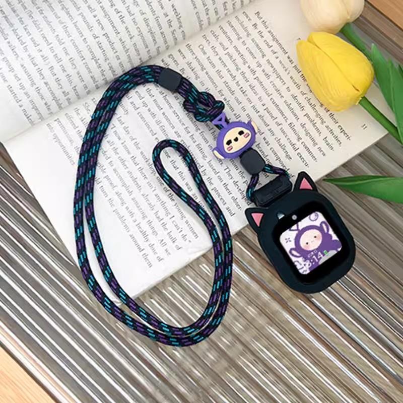 适用小天才W2223BC儿童智能电话手表D3表带Z5长短绳挂脖套硅胶壳