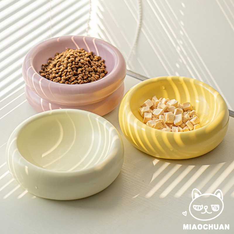 陶瓷猫碗狗碗大口径甜甜圈猫食盆