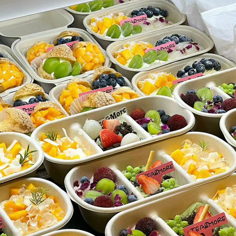 网红春游野餐三拼盒子甜品打包盒