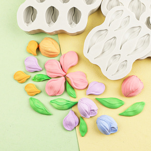 刮刀花模具硅胶郁金香巧克力花瓣网红格桑花磨叶子百合烘焙蝴蝶兰