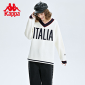Kappa卡帕套头毛衣秋情侣男女V领卫衣美式 复古休闲外套