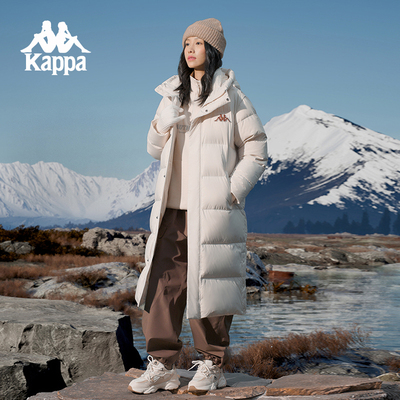 Kappa连帽长款男女同款羽绒服