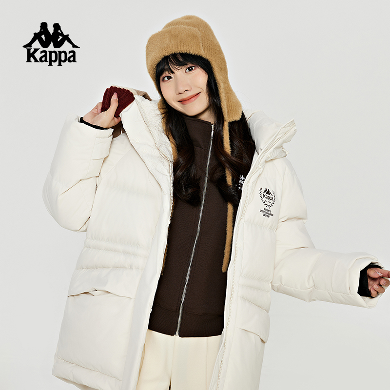 卡帕女羽绒服字母连帽防寒服