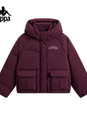 Kappa卡帕背靠背连帽羽绒服女冬季新款加厚保暖防泼水防风面包服