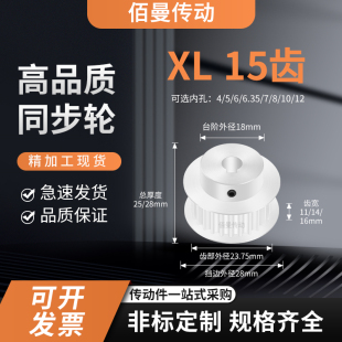 同步轮XL15齿宽11 16台内孔5 1012减速铝合金齿形同步带轮