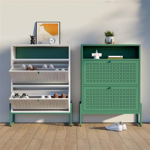 钢制翻斗鞋柜家用门口双层收纳柜